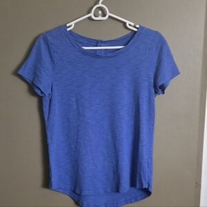 Talbots Slub Knit Short Sleeve Tee in Cobalt Blue